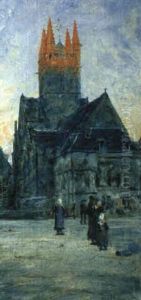 Stadtplatz Mit Kirche In Quimper