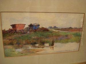 Caravans Beside A Pond Caravans Beside A Pond