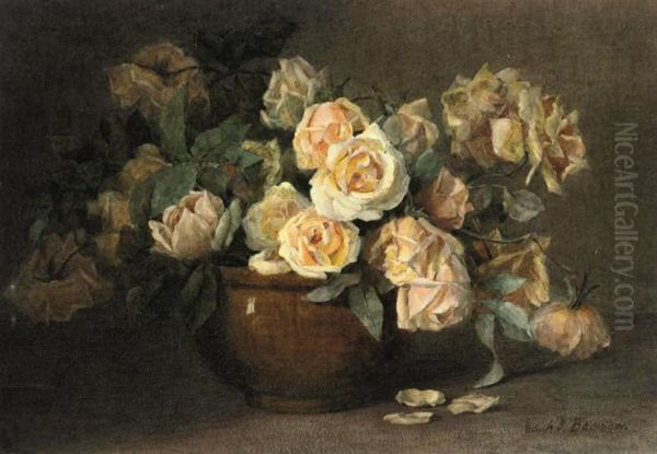 Still Life Of Yellow Roses In A Vase - view 1