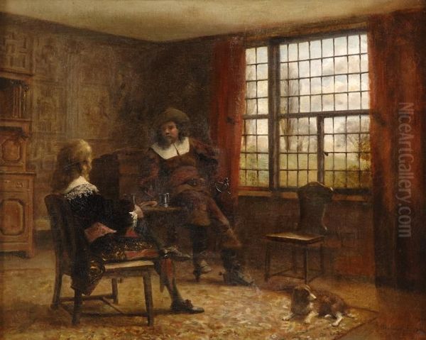 Interieur Mit Edelherrn Und Hund. - view 1
