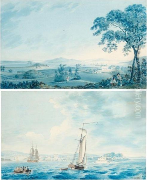 Shipping Off Tarbert, Co. Kerry; Figures In The Grounds Of Tarbert House, Co. Kerry - view 1