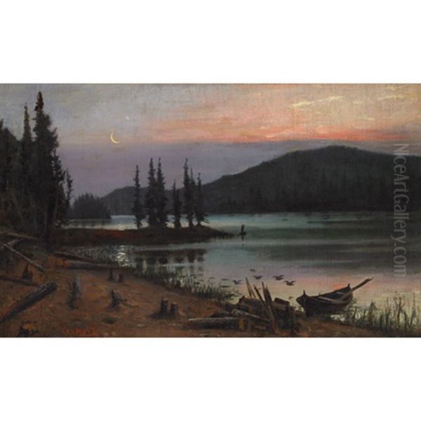 Lake And Mountains At Sunset - view 1