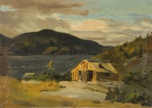Early Evening Landscape by Charles Edouard Masson Huot