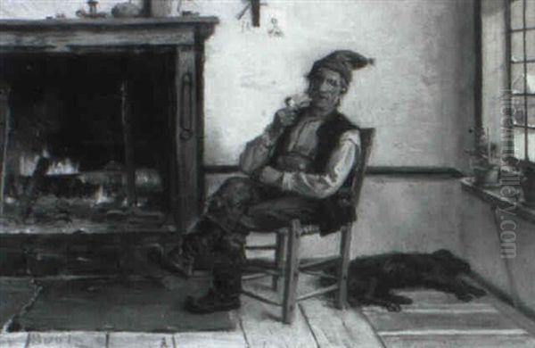 Habitant By A Fireplace - view 1