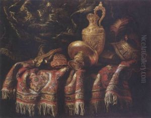 Stilleben Mit Prunkgefassen Und Teppichen by Jacques Hupin