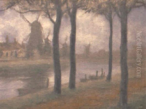 Landscape With Windmill, Canal And A Path - view 1