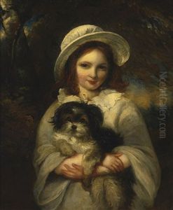 Girl With Dog by Frederick Yeates Hurlstone