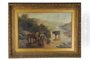Louis B. Hurt Oil Of Highland Cattle by Louis Bosworth Hurt