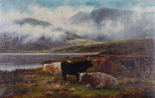 Mountain Landscapes With Highland Cattle (a Pair) - view 1