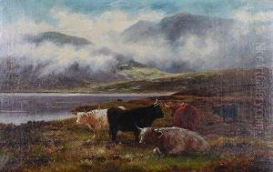 Mountain Landscapes With Highland Cattle (a Pair) thumbnail