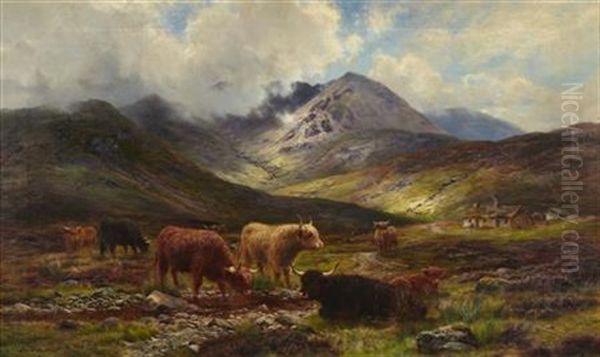 Highland Cattle Watering In A Mountain Glen - view 1