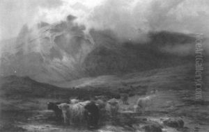 A Highland Landscape With Cattle by Louis Bosworth Hurt