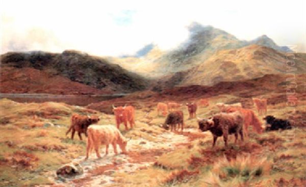 Highland Cattle Beside A Loch - view 1