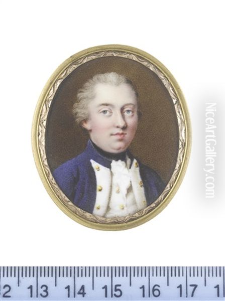 A Naval Officer, Wearing Blue Coat With Standing Collar And White Facings, White Waistcoat And Frilled Chemise, Black Stock, His Hair Powdered - view 1