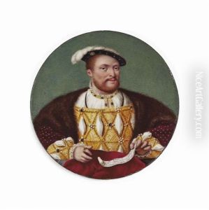 King Henry Viii (1491-1547), In Embroidered Gold Tunic Adorned With Jewels And Slashed To Reveal White Shirt With Gold And Jewelled Trim, Fur Stole Over His Shoulders