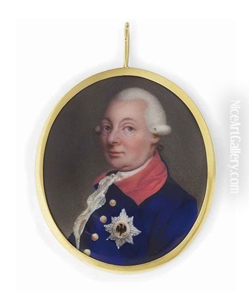 Charles Frederick, 1st Grand-duke Of Baden When Margrave Of Baden-durlach, In Blue Coat With Brass Buttons, Red Collar, White Lace Cravat - view 1