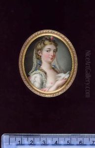 A Lady In The Guise Of Innocence, Wearing Loose White Dress To Reveal Her Right Breast, Pink Cloak, Striped Yellow Gauze Veil, Ribbons And Flowers In Her Blonde Hair, A Dove In Her Hand