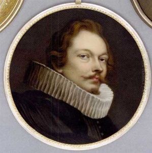 A Young Gentleman In Black Jacket And Cloak, Large White Pleated Ruff, Beard And Moustache