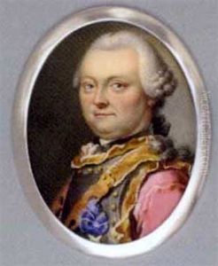 An Officer In Gilt-studded Armour With Gold Border And Brown Straps, Pink Jacket, Lace Cravat And Black Stock, Powdered Wig En Queue