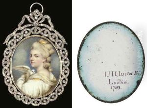 A Young Lady (mary Nesbitt?) As Innocence In White Dress With Yellow-bordered Scarf, Matching Ribbon In Her Upswept Powdered Curled Hair