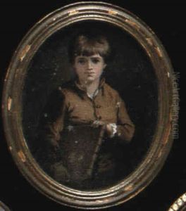 A Young Boy With Short Hair, Wearing A Brown Coat And Holding A Book & Four Character Studies Of Men...