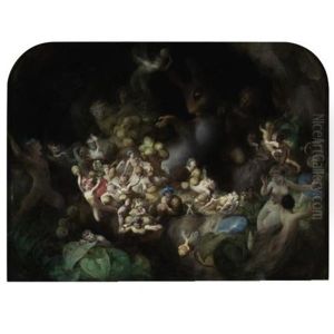 Titania's Elves Robbing The Squirrel's Nest - Midsummer Night's Dream by Robert (Huskisson) Huskinson