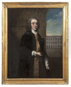 A Portrait Of Maurice Eustace, Standing Three-quarter Length In An Arcaded Courtyard, And Wearing A Legal Gown With Full Embroidered Undercoat