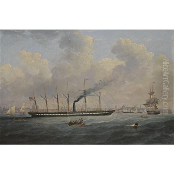 The "s.s. Great Britain" Off Liverpool Flying The Atlantic Flag - view 1