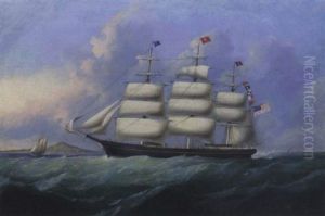 The Us Ship "quesnel" Requesting A Liverpool Pilot Off Point Lynas, Parys Mountain In The Background