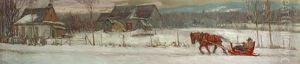 Horse Drawn Sleigh, Winter Evening by Frederick William Hutchison