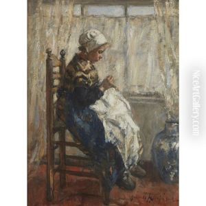 Sewing By The Window by Robert Gemmell Hutchison