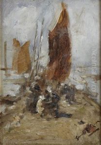 A Busy Quayside by Robert Gemmell Hutchison
