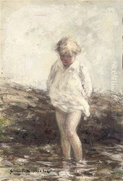 A Young Girl Paddling - view 1