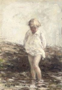 A Young Girl Paddling
