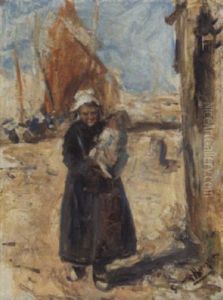 Mother And Child On A Dutch Quay