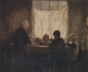 Dutch Interior With Mother And Children by Robert Gemmell Hutchison
