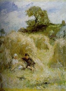 Children Playing In The Cornstooks by Robert Gemmell Hutchison