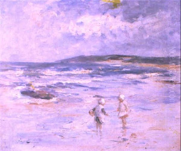 Children Paddling, Machrihanish Bay - view 1