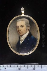 A Gentleman, Wearing Blue Coat With Black Collar, White Waistcoat And Tied Stock, His Hair Powdered