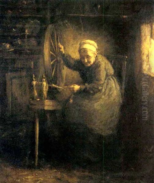 Old Woman Spinning - view 1