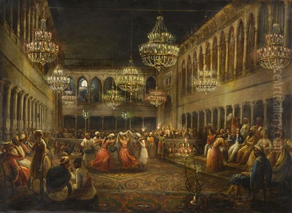 A Nautch At The Court Of Humayun Jah, Nawab Of Bengal (1810-1838) At Murshidabad, With The Nawab And The British Resident Seated On The Right - view 1