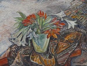 Blumenstillleben (lilien) by Julius Huether