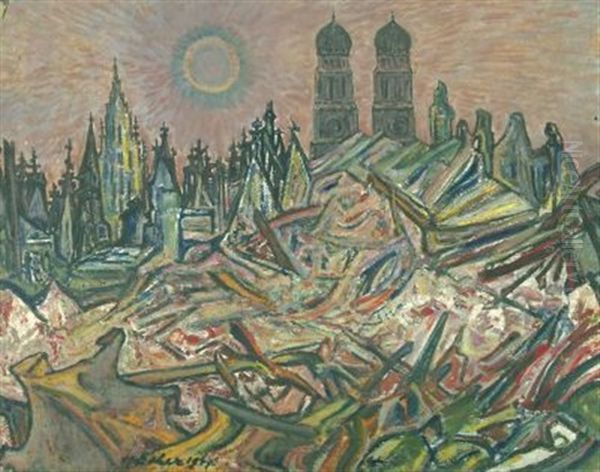 Frauenkirche Nach Der Bombardierung, Abendsonne - view 1