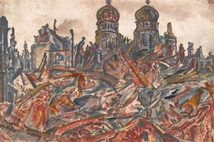 Die Munchener Frauenkirche In Ruinen by Julius Huether