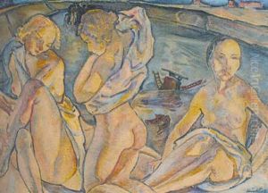 Drei Weibliche Akte by Julius Huether