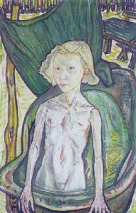 Junge Frau In Einer Wanne Sitzend by Julius Huether