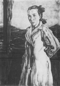 Junge Dame Auf Dem Balkon by Julius Huether