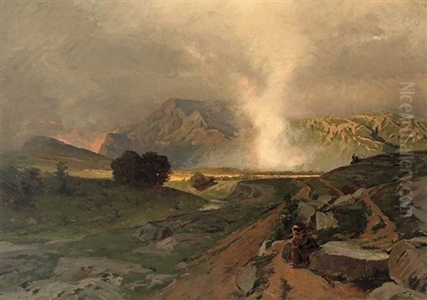 Romantische Gebirgslandschaft Bei Abziehendem Gewitter - view 1