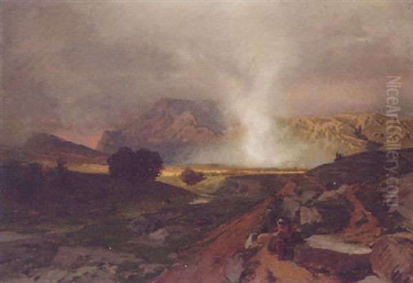 A Landscape With A Monk Resting On A Rock - view 1