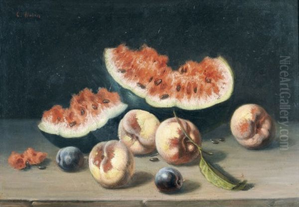 Stillleben Mit Melone, Zwetschgen Und Pfirsichen - view 1